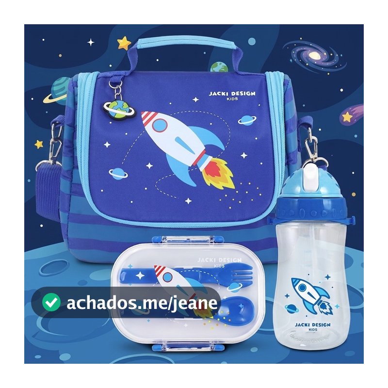 Kit Lancheira Térmica, Pote Marmita 400ml e Garrafa 460ml Infantil  - Jacki Design