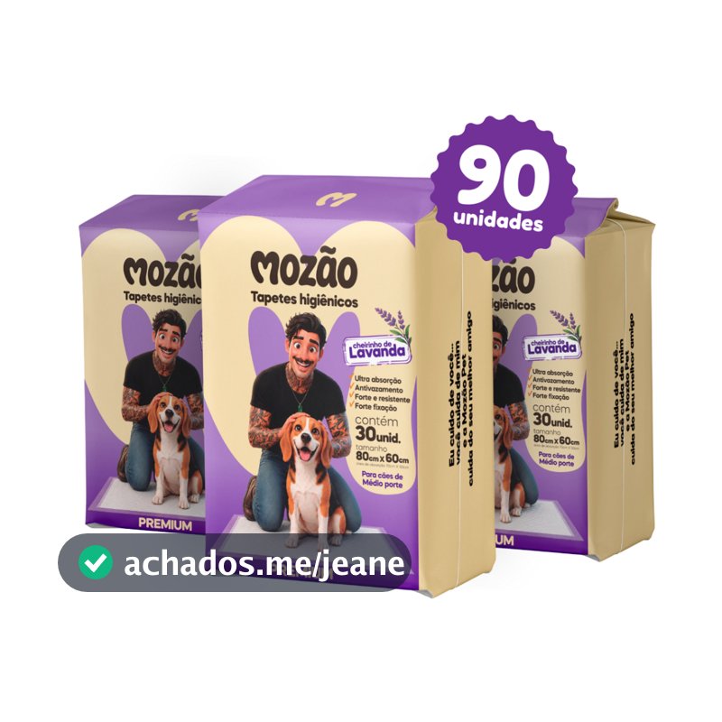 Kit Tapete Higiênico Mozão Aroma Lavanda 80x60cm 90 Unidades