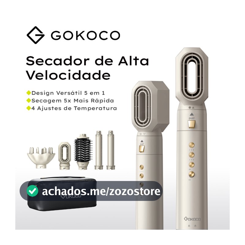GOKOCO Escova Secadora 5 Em 1 Conjunto De Secador De Cabelo Multifuncional De Alta Velocidade Dupla voltagem 110V-240V