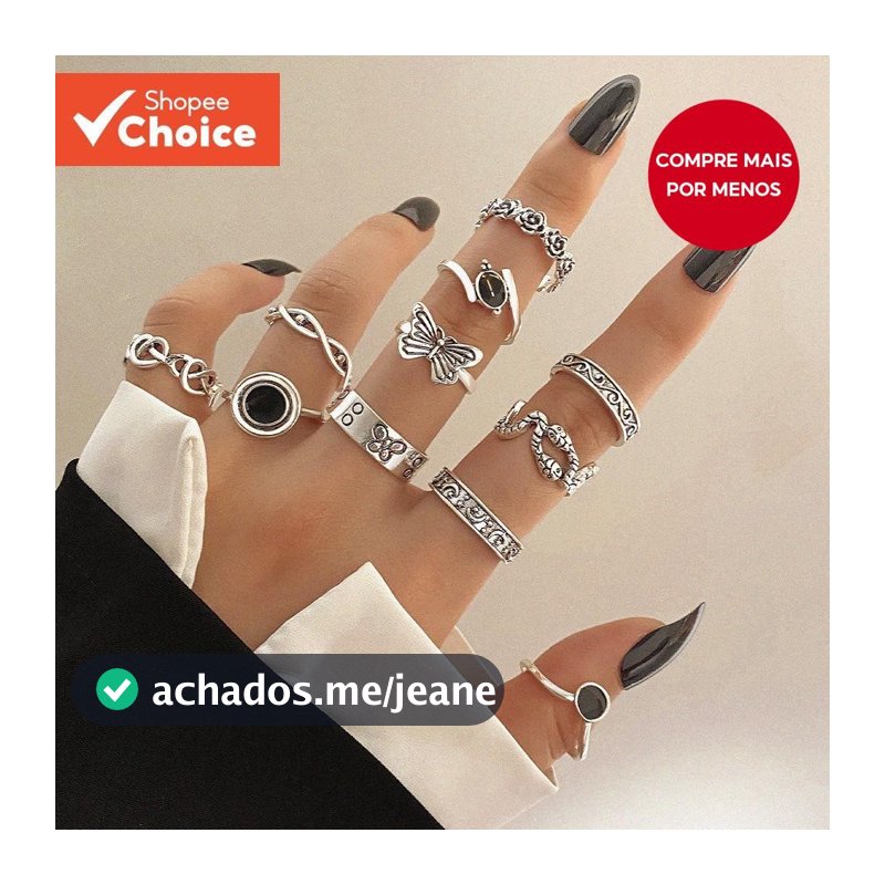 Conjunto De Anéis De Borboleta Vintage Com Flor De Círculo De Cobra De 11 Peças Para Joias Da Moda Feminina