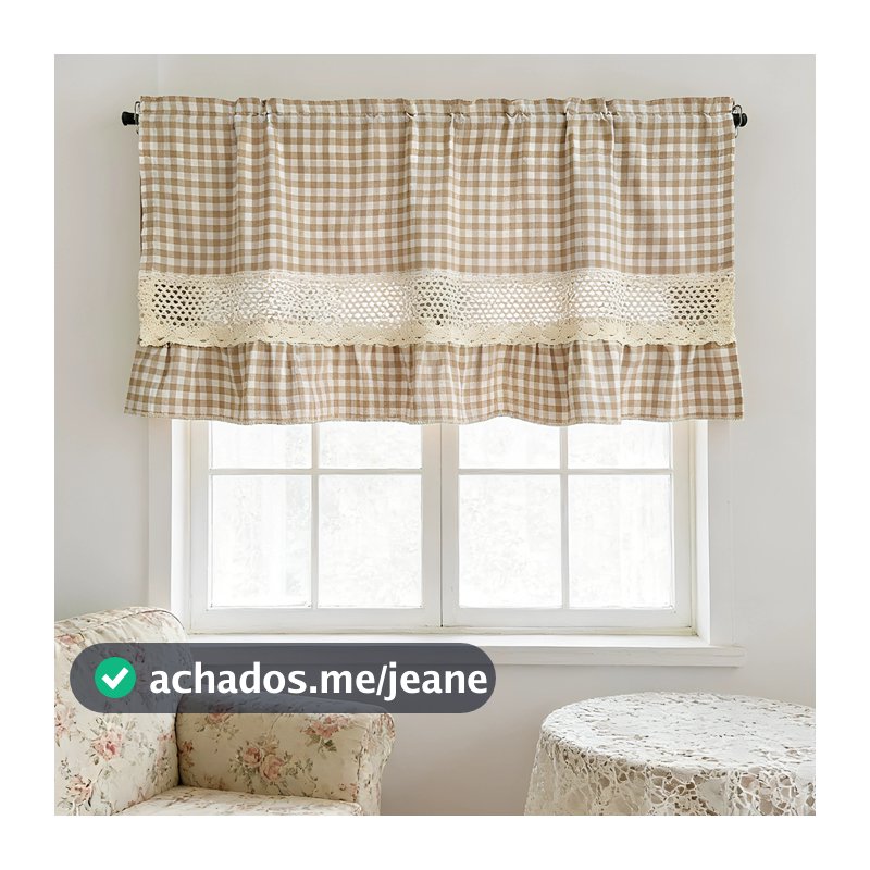 Cortina Curta De Linho De Algodão De Fazenda Elegante Floral Renda Janela Valance Cozinha Banheiro Padrão Verificador De