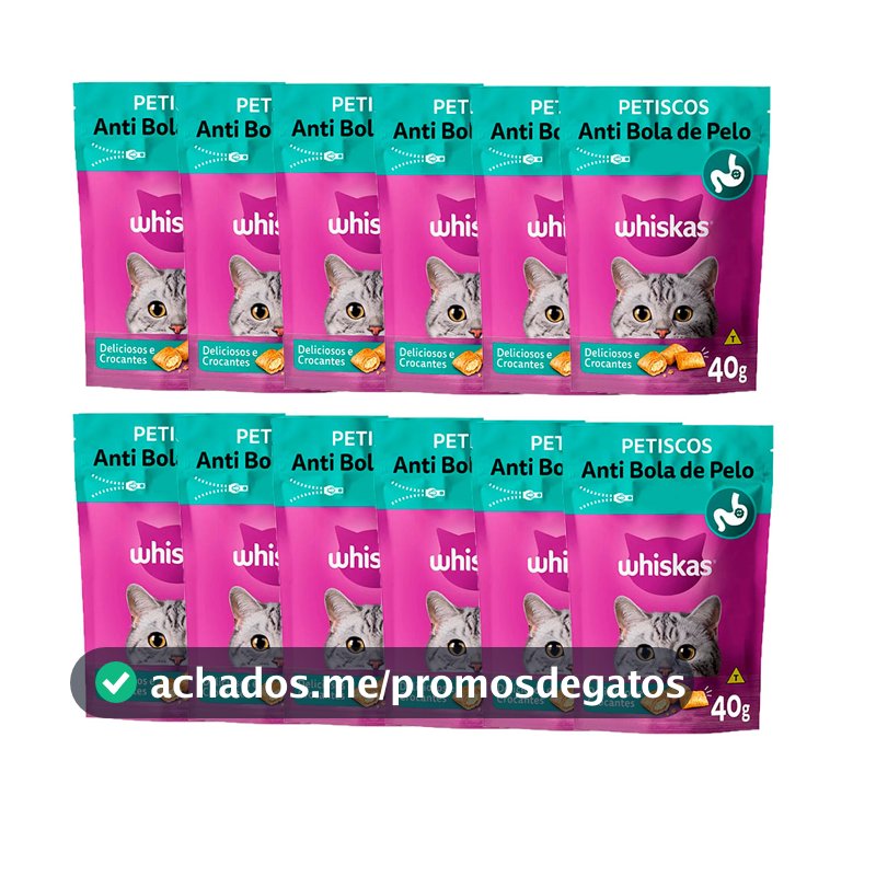 Caixa 12un Petisco Whiskas Temptations Anti Bola De Pelo 40g