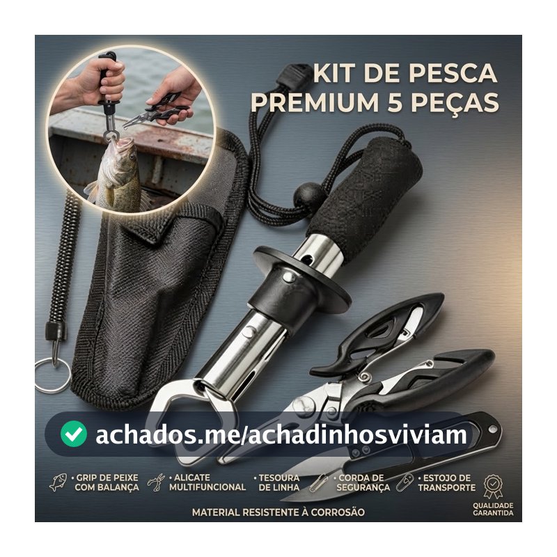 Kit 3/5 Fishing Pliers Complete Set Multifunction Tool Curved Nose Lip Strip Fish, Stainless Steel Control Scissors