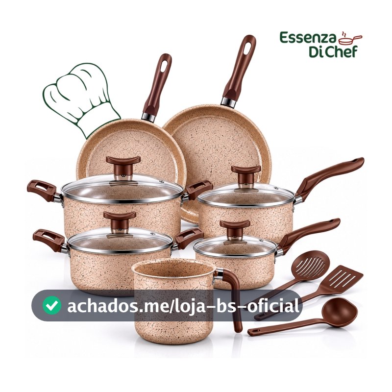 Jogo De Panelas Antiaderente 10 Peças Bianco Conjunto Kit Teflon  Com Tampa De Vidro Temperado Cozinha