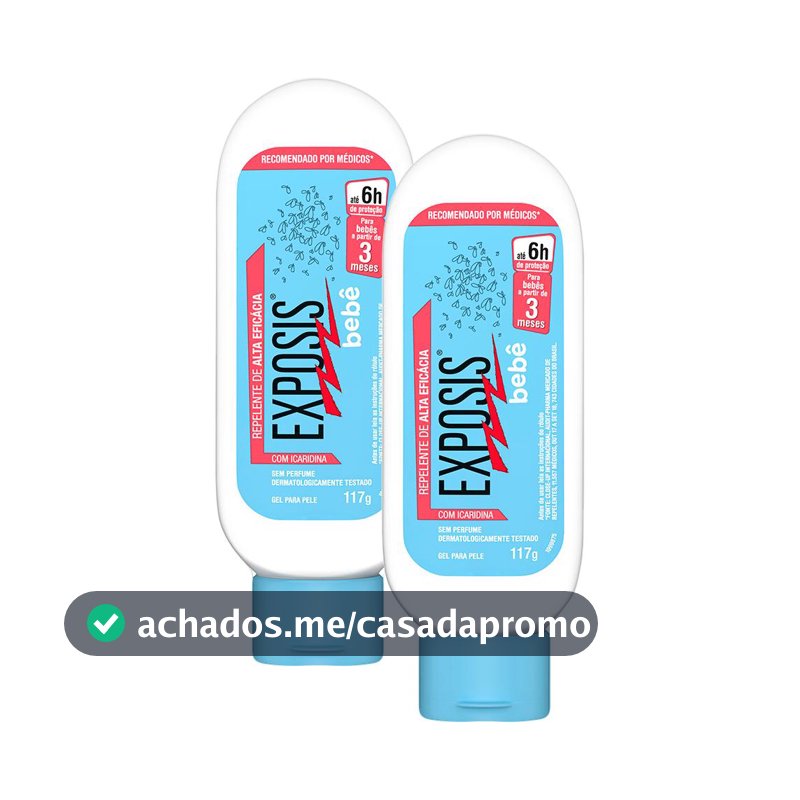 Kit 2 Repelente Exposis Bebê Gel sem Perfume com Icaridina 117g