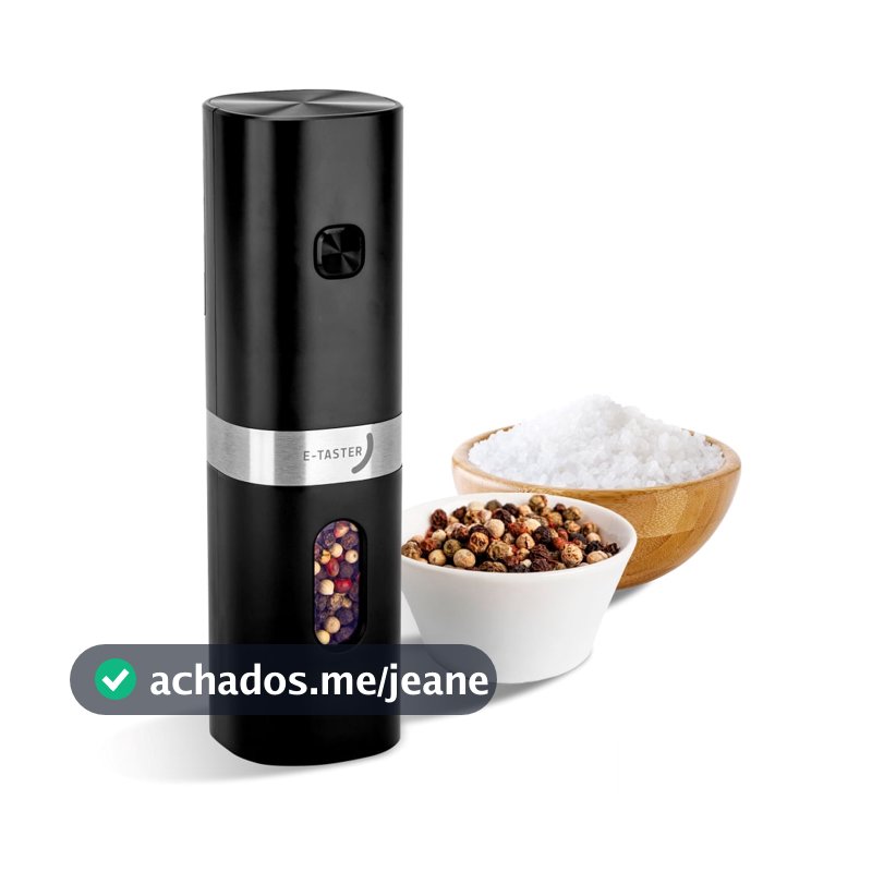 Moedor de Pimenta Sal e Temperos Elétrico Biscuitt E-Taster Cerâmico Com Led