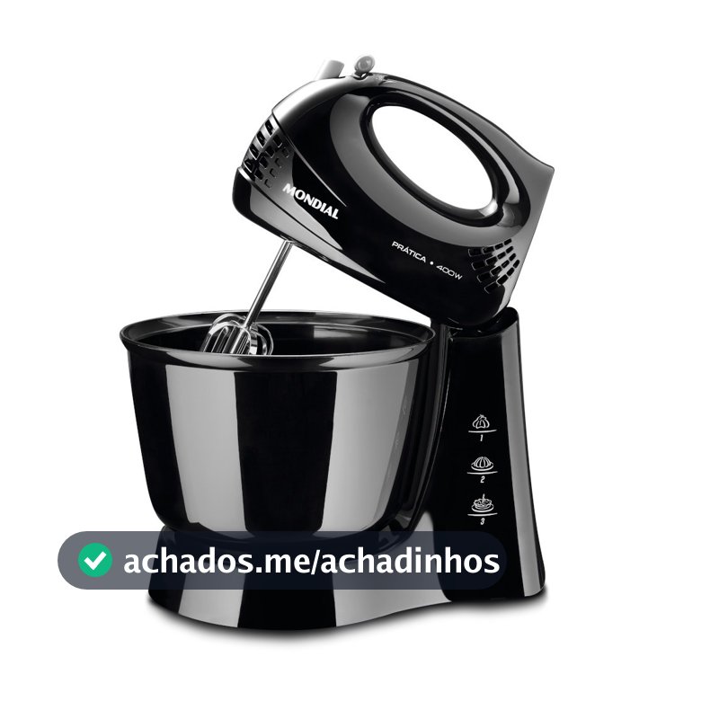 Batedeira 400 watts 3 velocidades preta Prática - B-44-B - Mondial