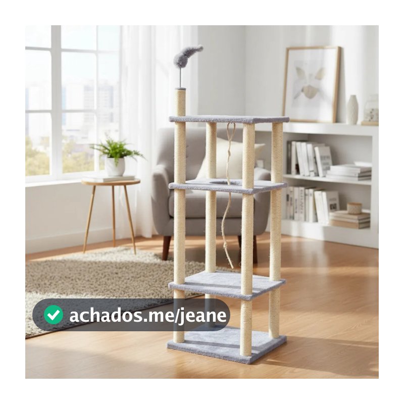 Arranhador Torre para Gatos Grande 4 andares com brinquedo chocalho Gato