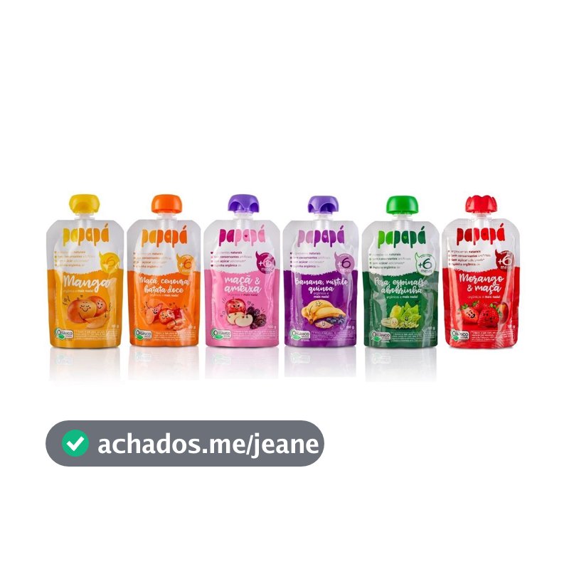 Kit 6 Papinhas Orgânicas Papapá Todos 6 Sabores - 1 de cada Papinha Papapá Infantil