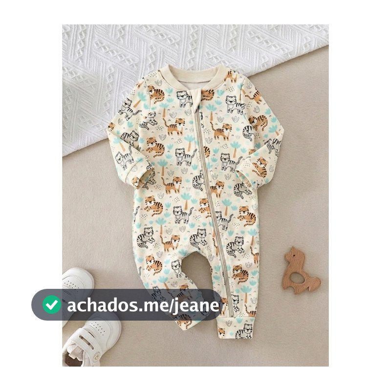 Macacão Bebê Com Zíper Longo Menino Algodão
