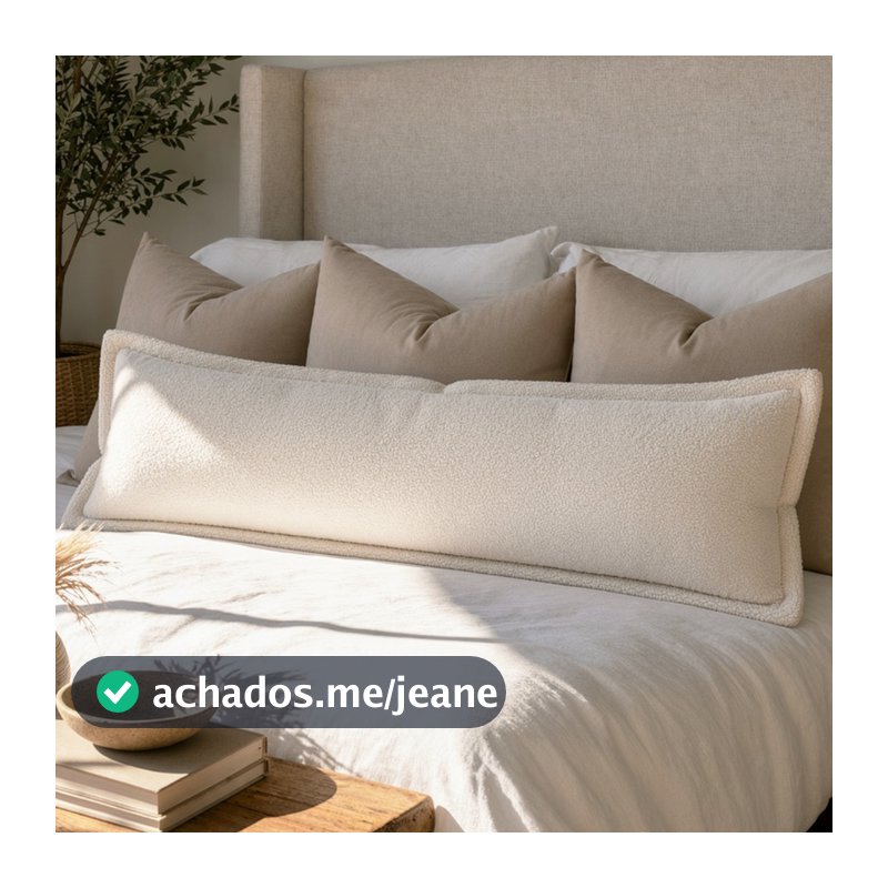 Capa para Travesseiro de Corpo Organic Bouclê C/ Abas Luxo Orgânico Decorativo Cama Quarto Body Pillow Xuxão C/ Zíper