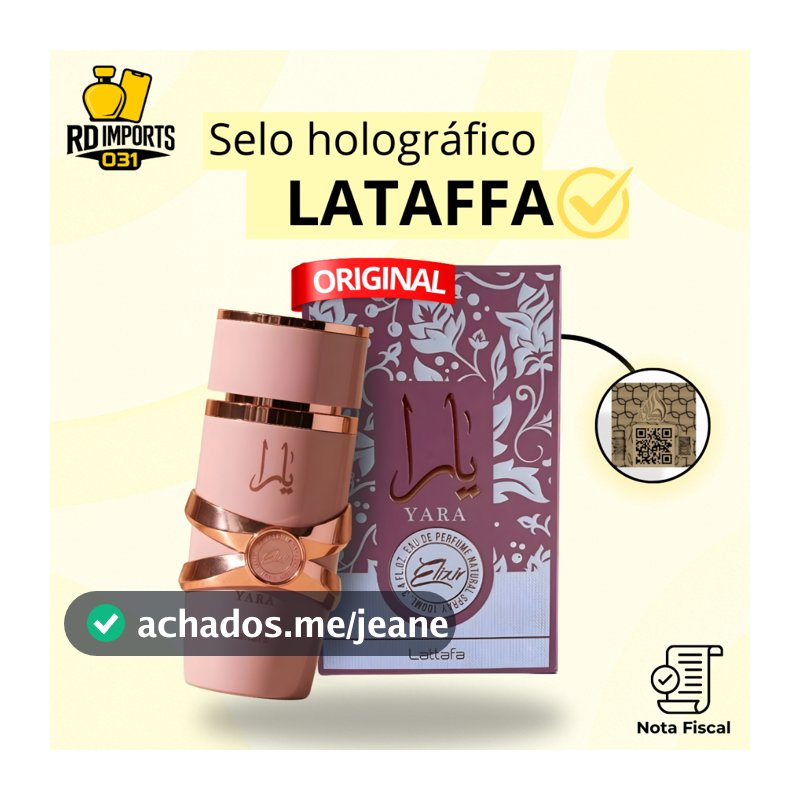 Perfume Árabe Yara Elixir Lattafa Edp 100ml Feminino - Original Importado Com Selo Holográfico e NF