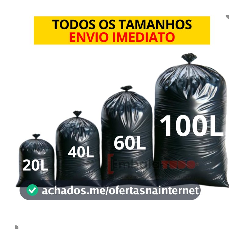 Saco de Lixo Leve pacote com 100 unidades Todos os Tamanhos 20L - 40L - 60L - 100L