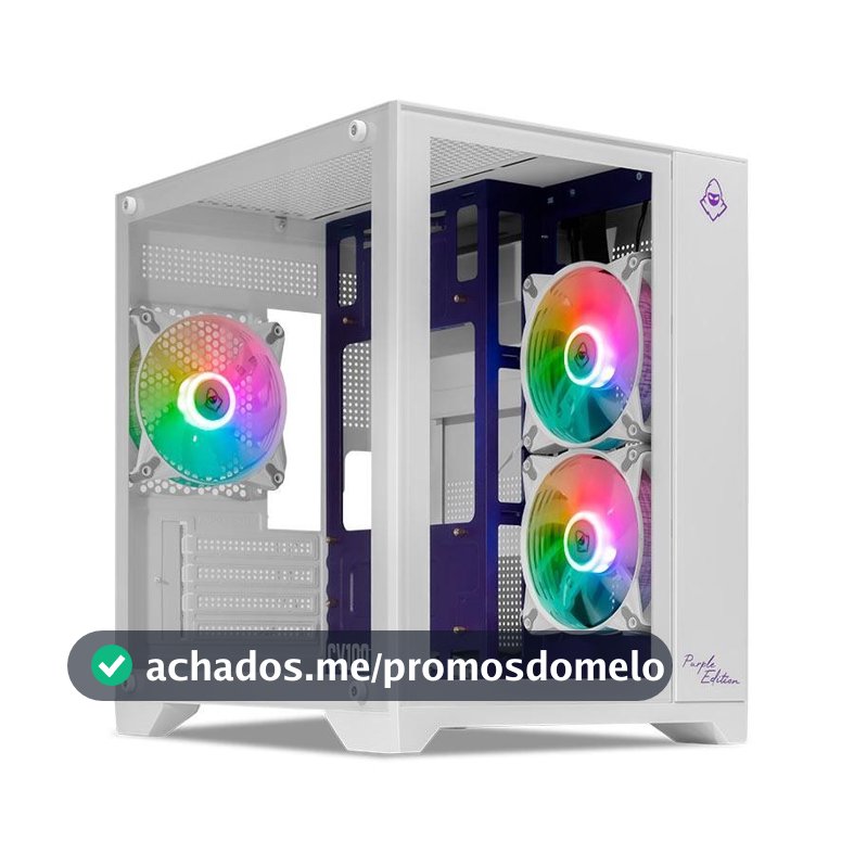 Gabinete Gamer Mancer CV100 Purple Edition, Mid-Tower, Com 3 Fans, Branco, MCR-CV100-PEW