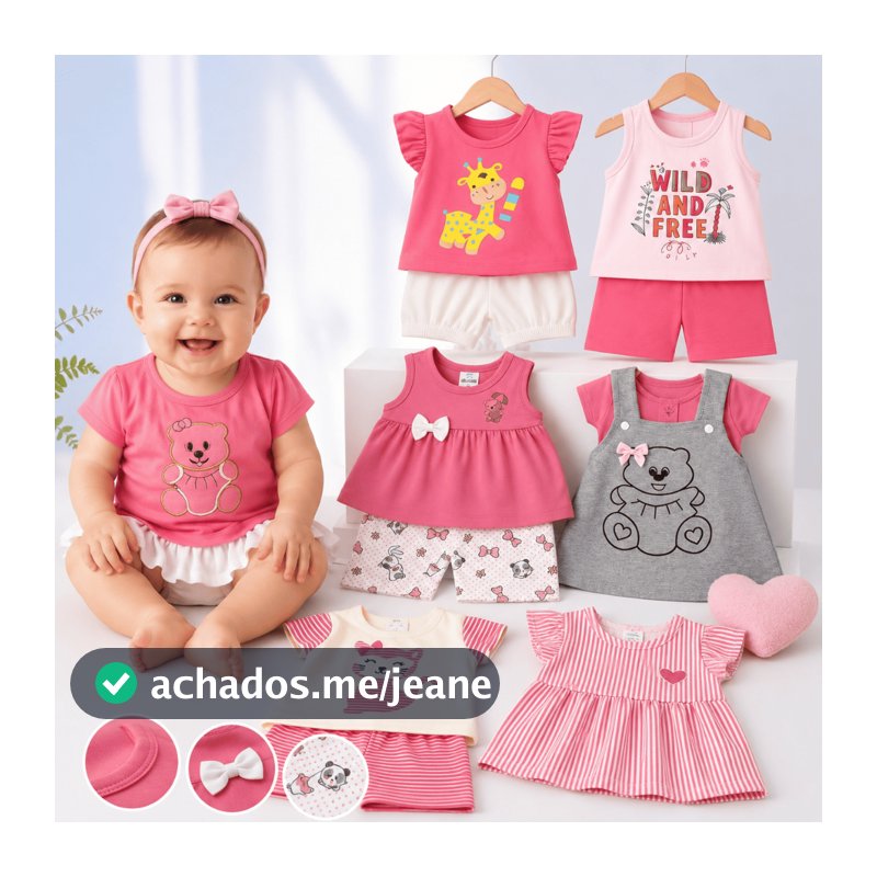 Kit 6 Peças Menina Bebê Infantil Peças de Roupas Verão Infantil Fashion Short Blusa Algodão