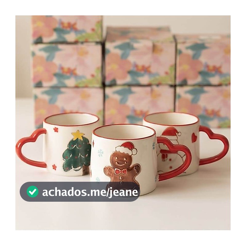 Caneca Xicara Natalina 300ml em Cerâmica Presente de Natal