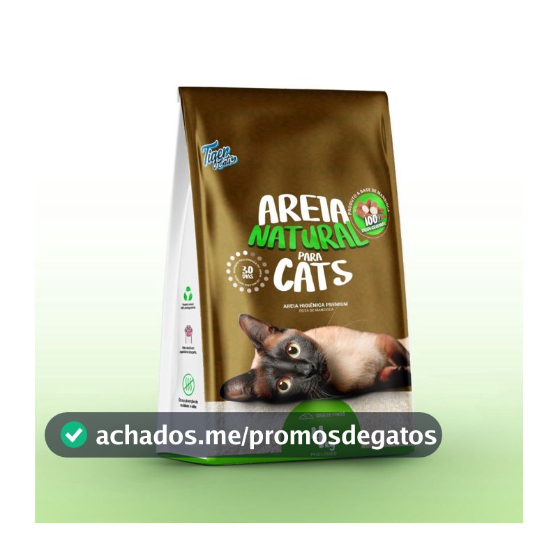 Areia Higiênica Natural Biodegradável Gatos Tiger Cats 4kg evita o desperdicio, maior rendimento, sem poeira