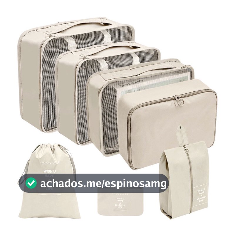 Kit 7 Pecas Bolsa Organizadoras Para Mala Roupas Bagagem Viagem
