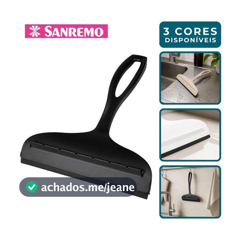 Rodinho Pia Cozinha Preto Branco Bege Borracha Com Raspador Rodo Secador de Pia Sanremo