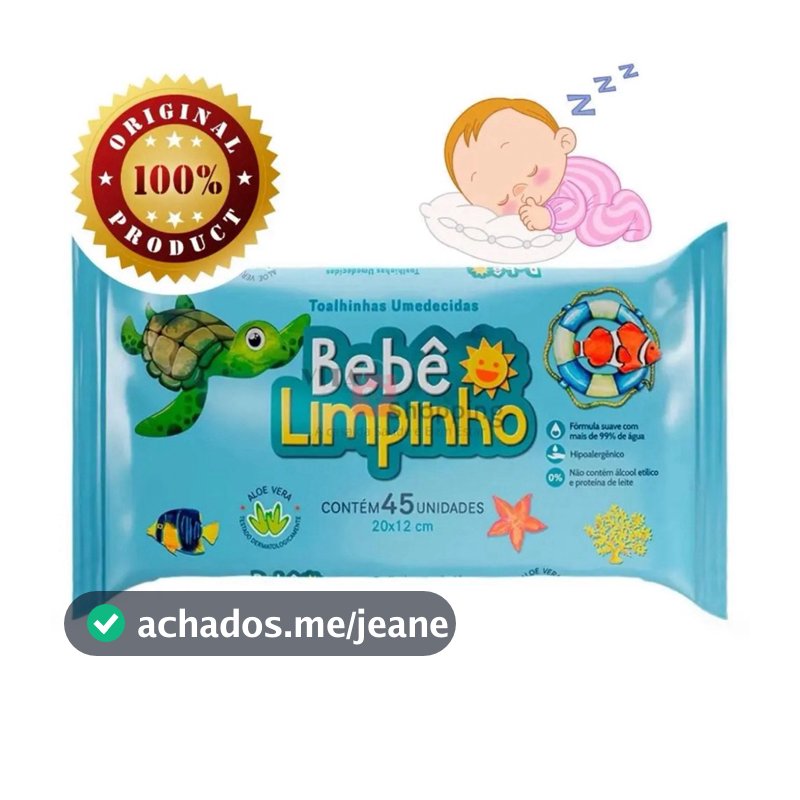 Toalhinha Umedecidas Bebê Limpinho com 45 unidades