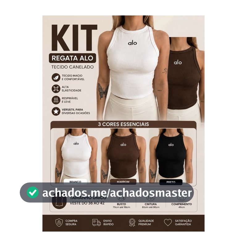 Kit 2 Regata Alo  Feminina em Ribana Canelada com Toque Macio