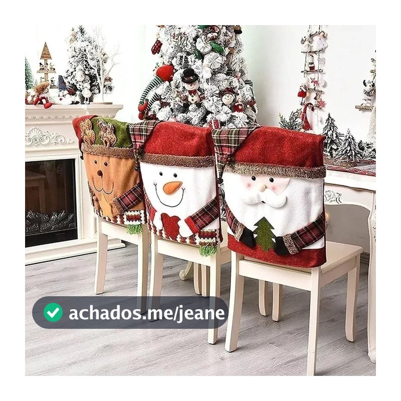 Capa de Cadeira/Cobre Assento de Natal Luxo Bordada 50x55cm – Toque Sofisticado para sua Decoração Natalina