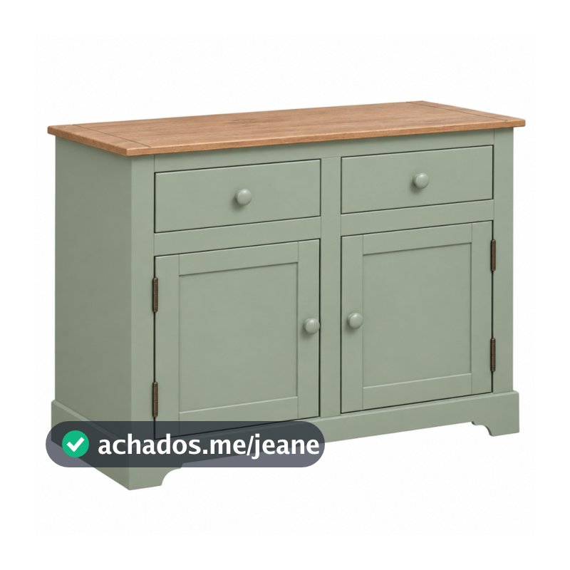 Balcão Buffet de Madeira Maciça com 2 Portas e 2 Gavetas Verde Jade - FSG915
