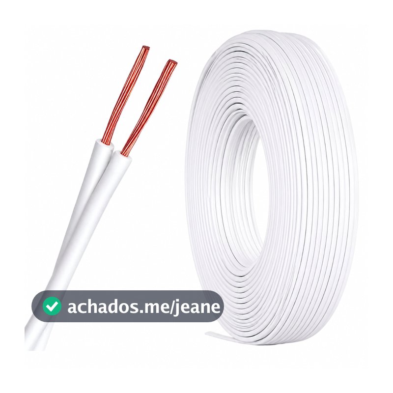 Rolo Cabo Fio Flexivel Paralelo 2x20 0,50mm 2 Vias 100 metros Sensor Alarme