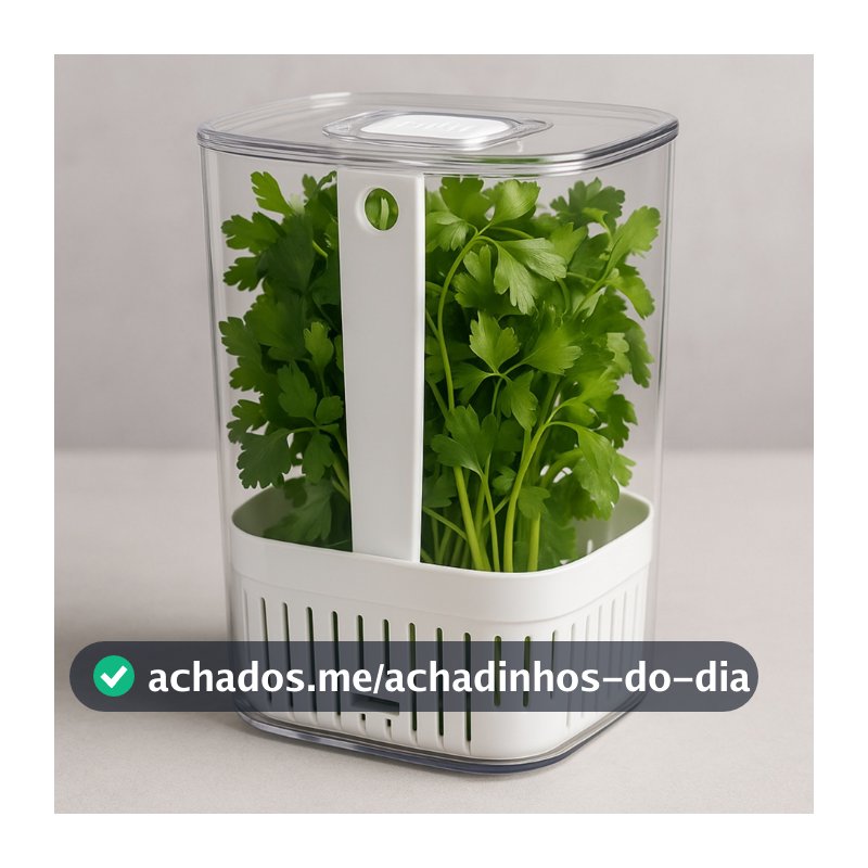 Pote Organizador De Temperos Verduras Geladeira 2,3L Com Escorredor Coentro Salsinha Manjericão OU