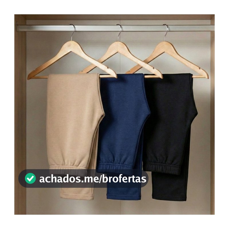 Kit 3 Calças Infantis Moletom Peluciado Unissex Inverno Escolar Conforto