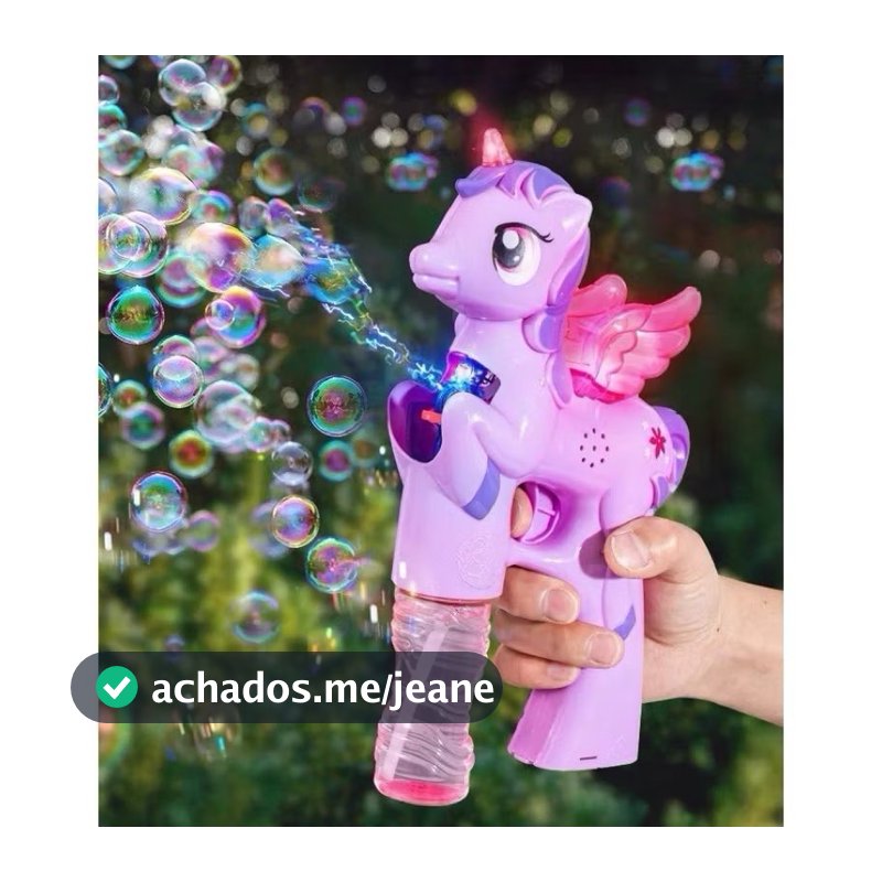 Pistola Led Musical Maquina Lança Bolhas de Sabão Unicórnio