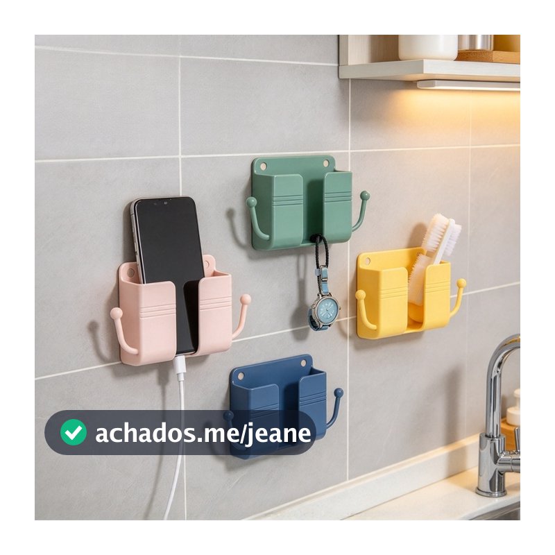 Suporte De Carregamento De Telefone De Parede Não Perfurado Para Banheiro E kit chen Minimalista , rack De Armazenamento