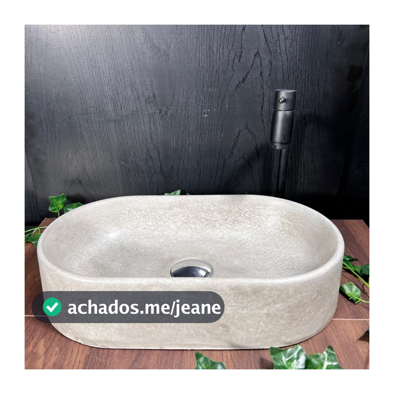 Cuba Para banheiro Oval Cimento Queimado Lavabo Sobrepor