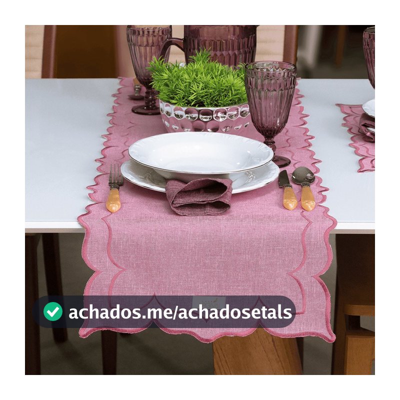 Trilho de Mesa Decorativo Moldura Dupla Face Argivai - 100% Poliéster