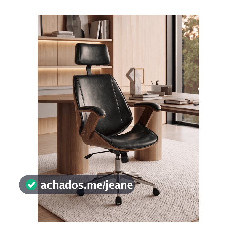 Cadeira de Escritório Ergonômica Giratória HomeNow Kopenhagen Presidente Apoio Cabeça Office Preta