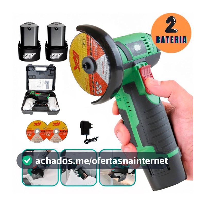 Mini Esmerilhadeira Lixadeira Elétrica Sem Fio Bivolt 110v/220v 2 Baterias 12V Com Maleta