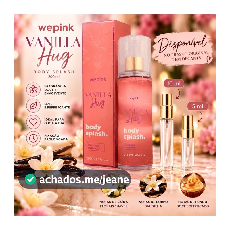 Body Splash Wepink Vanilla Hug Feminino Desodorante Colônia Spray Com Fragrância Floral E Fresca