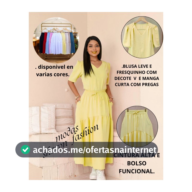 conjunto feminina saia longa com bolso e blusa decote V manga curta com pregas moda social, evangelica