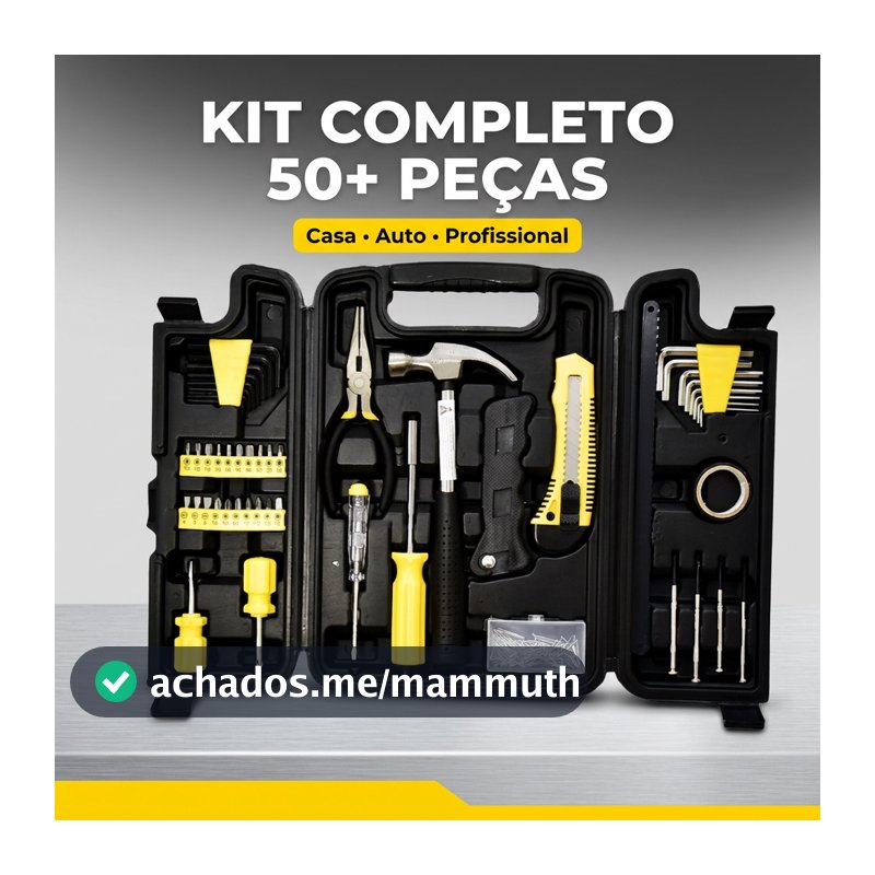 Maleta de Ferramentas Completa 200 Peças com Martelo Alicate Chaves e Bits