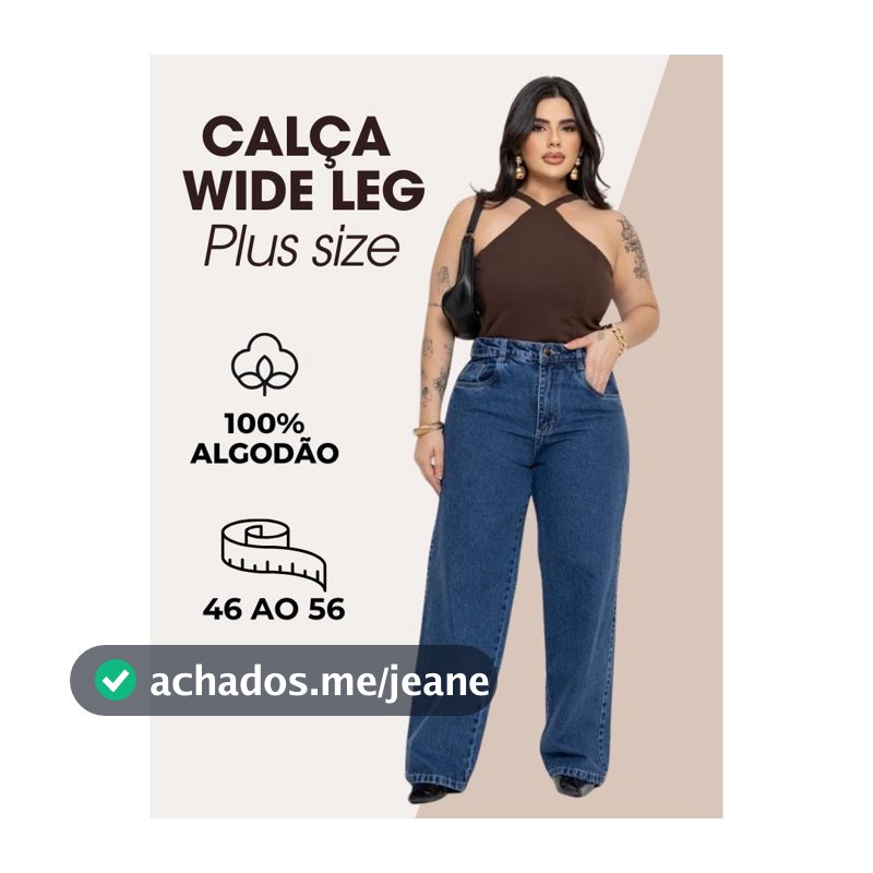 Calça Wide Leg Plus Size Feminina Cintura Alta  com Bolsos Funcionais Moderna Confortável e Elegante