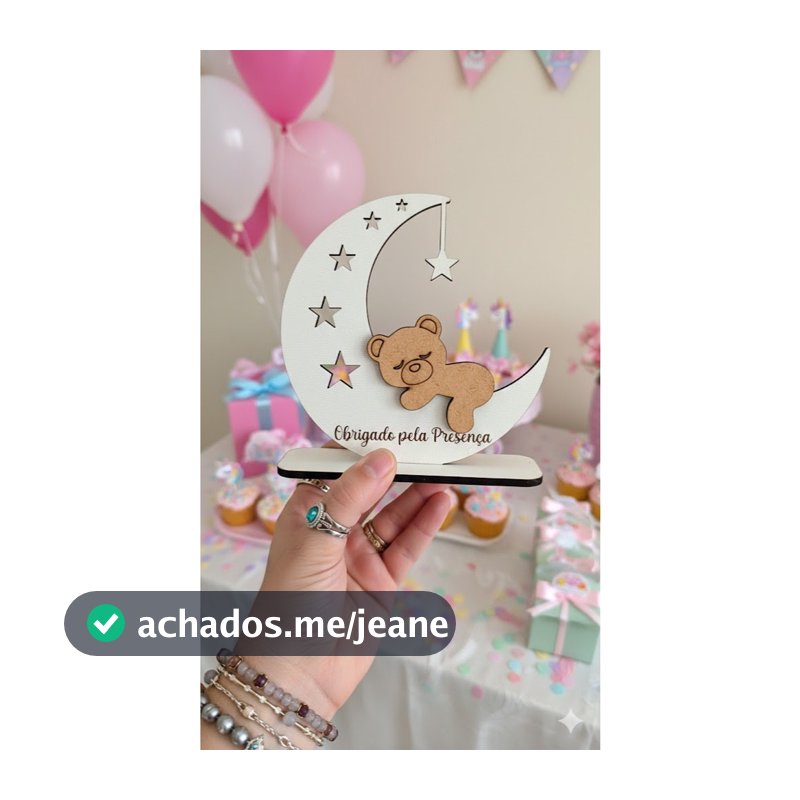 10 Lembrancinhas Centro de Mesa Urso na Lua MDF Decoração Festa Infantil Unissex Enfeite de Mesa Batizado
