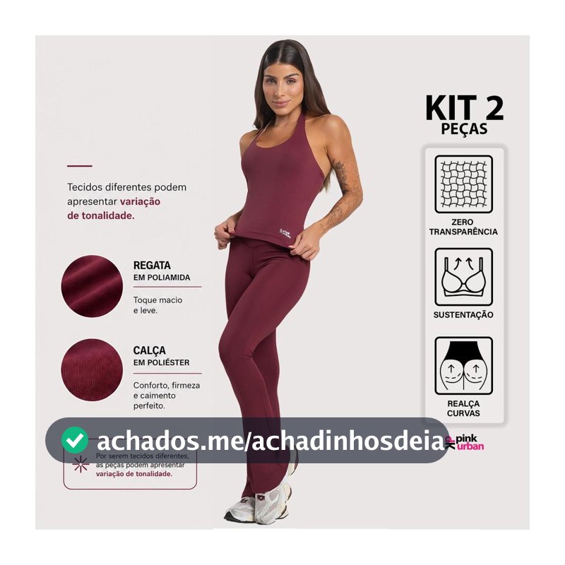 Kit Regata Frente Única Poliamida + Calça Flare Blackout Cintura Alta Conjunto Fitness Feminino Zero Transparência