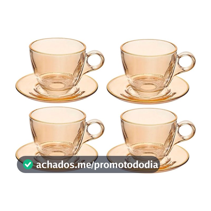 Cj 4 Xícara Menfis em Cristal Âmbar 170ml - Haüskraft