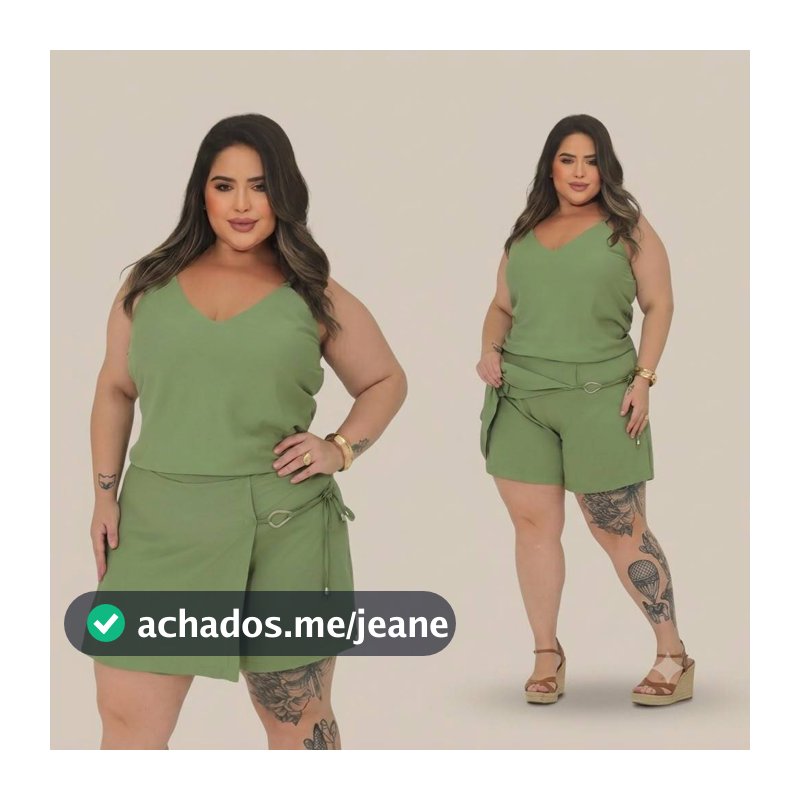 Conjunto alfaiataria Plus Size roupa feminina Shorts Saia Blusa Regata estilosa confortável 46 ao 50 (envio imediato)