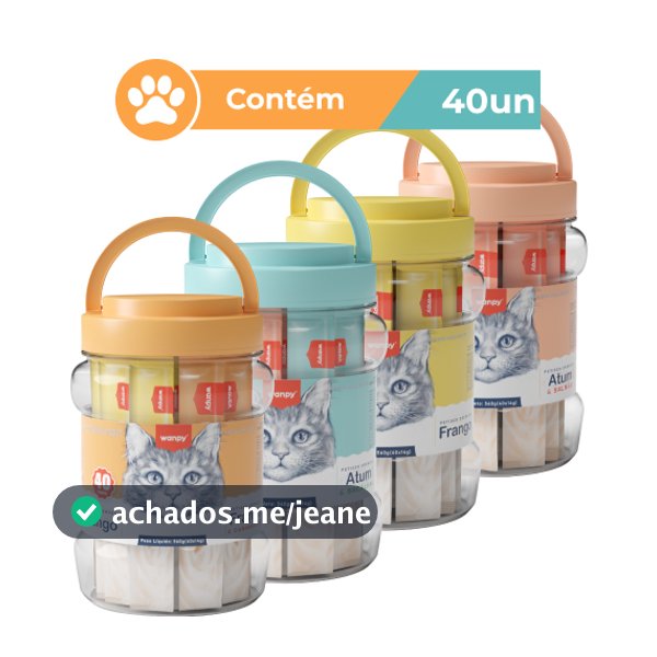 Petisco para Gatos Cremoso Wanpy Creamy Truly Sabores Sortidos 40 Tubos