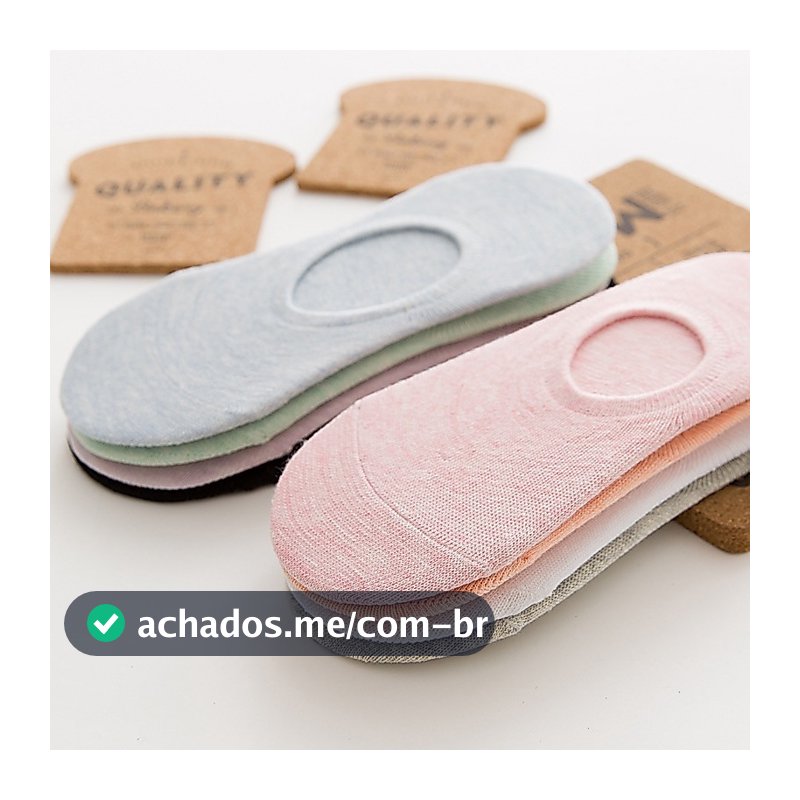 Kit 06 Pares Meia Sapatilha Invisível Respirável Confortável Tênis Feminina Masculina Unissex Lisa