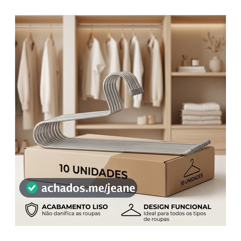 Kit 10 Cabides Calça Aberto Calceiro Resistente Elegante Luxo Aço Carbono Aramado 5kg Preto