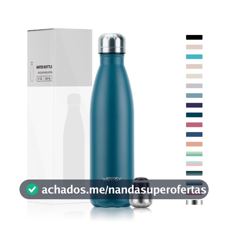 Garrafa Térmica WATERSY 500ml - 48h Frio! Perfeita para Academia, Futebol e Dia a Dia⚽🏋️