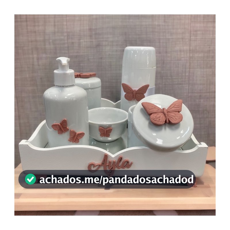 Kit higiene do Bebe porcelana Borboleta mod 2 com nome