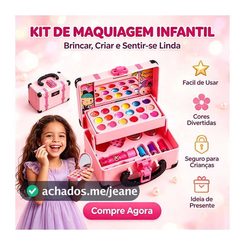 Conjunto De Maquiagem Infantil Lavável De 32 Peças Com Estojo De Treinamento Para Meninas